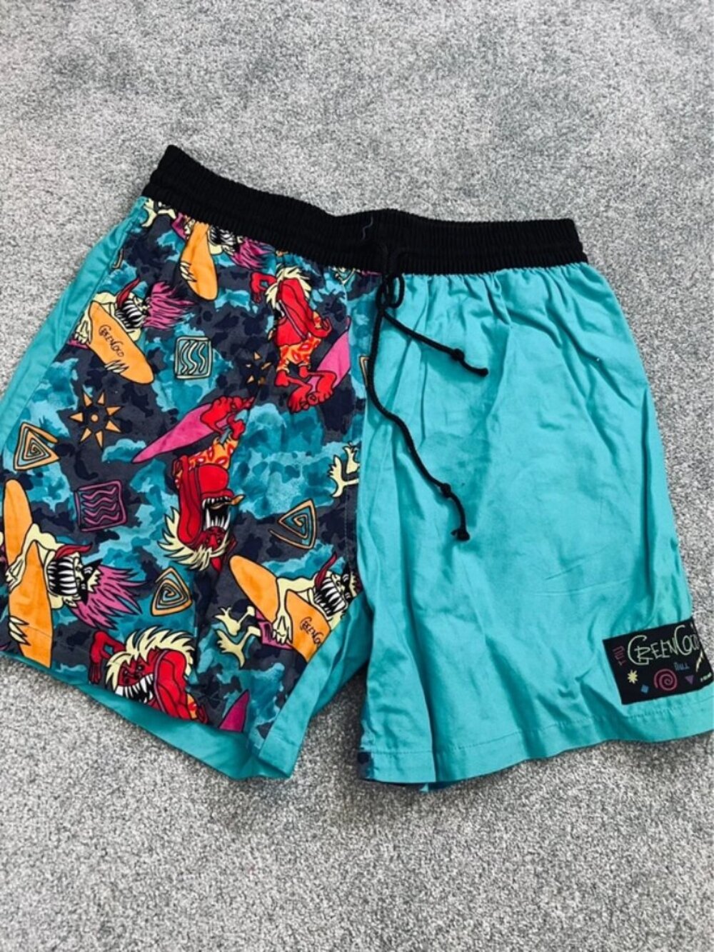 90’s vintage Green Coco By Rico Mancini Tropical Summer Shorts - Picture 1 of 4